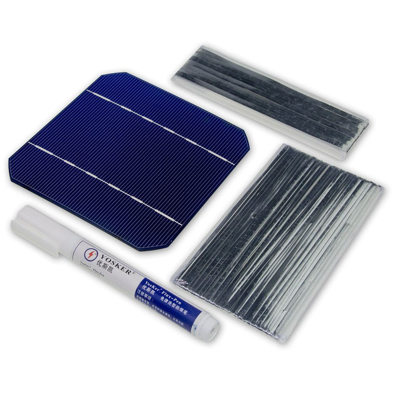 100W DIY Solar Panel Charger Kit 40Pcs Monocrystall Solar Cell 5x5 With 20M Tabbing Wire 2M Busbar Wire and 1Pcs Flux Pen - PanasiaMarine.Com
