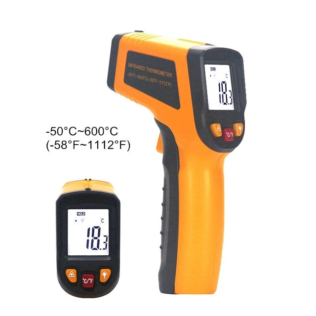Handheld Non-contact IR Infrared Thermometer Digital LCD Laser Pyrometer Surface Temperature Meter Imager C F Backlight -50~600C - PanasiaMarine.Com