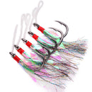 5pcs/set Stainless Steel Barbed Assist Feather Hooks Jigging Hook with Flasher Fish Skin Sea Ice Ocean Boat All Fishing Position - PanasiaMarine.Com