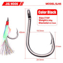 5pcs/set Stainless Steel Barbed Assist Feather Hooks Jigging Hook with Flasher Fish Skin Sea Ice Ocean Boat All Fishing Position - PanasiaMarine.Com