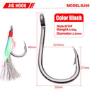 5pcs/set Stainless Steel Barbed Assist Feather Hooks Jigging Hook with Flasher Fish Skin Sea Ice Ocean Boat All Fishing Position - PanasiaMarine.Com