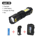 3800LM XML-Q5+COB Powerful Rechargeable Led Torch Mini Pocket Flashlight Led Rechargeable Use AA 14500 Battery Waterproof - PanasiaMarine.Com