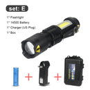 3800LM XML-Q5+COB Powerful Rechargeable Led Torch Mini Pocket Flashlight Led Rechargeable Use AA 14500 Battery Waterproof - PanasiaMarine.Com