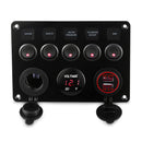 Led Marine Boat Switch Panel 12v 24v 6 Gang Waterproof On-Off Toggle Panel Switch USB Charger Socket Voltmeter 12v Power Outlet - PanasiaMarine.Com