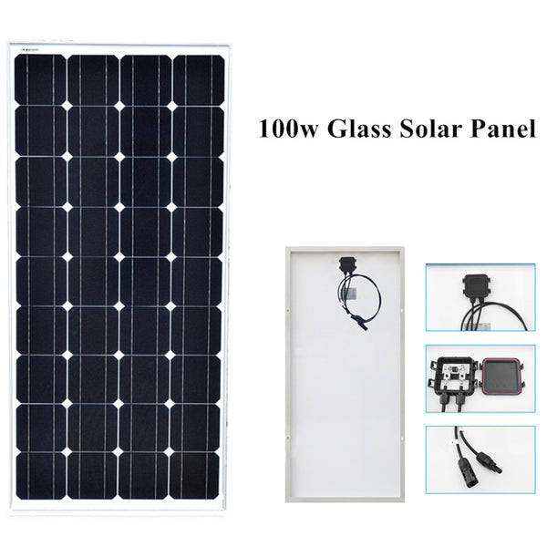 100w Monocrystalline cell solar panel module Tempered glass Aluminum frame for 12v battery RV/car/marine/boat light power charge - PanasiaMarine.Com