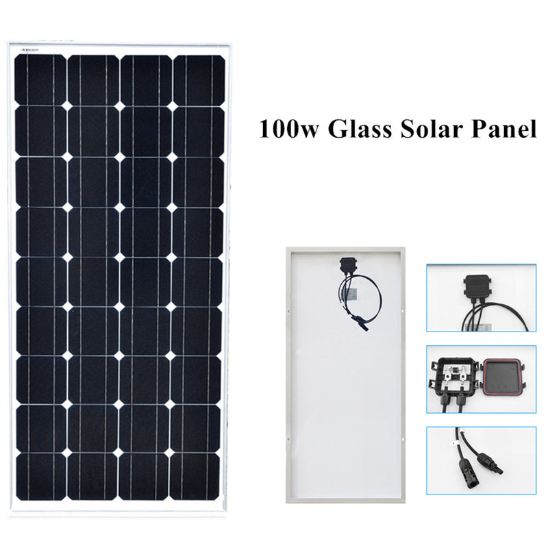 100w Monocrystalline cell solar panel module Tempered glass Aluminum frame for 12v battery RV/car/marine/boat light power charge - PanasiaMarine.Com