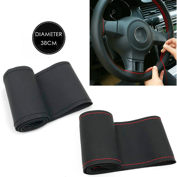 37cm/38CM DIY Steering Wheel Covers soft Leather braid on the steering-wheel of Car With Needle and Thread Interior accessories - PanasiaMarine.Com