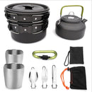 Outdoor Camping Hiking Picnic Teapot Pot Set Portable Cookware Mess Kit Carabiner Camping Cookware Stove With Tea Cup Coffee Cup - PanasiaMarine.Com