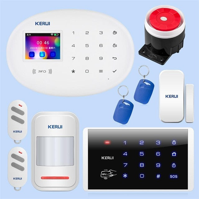 KERUI Wireless Home Security WIFI GSM GPRS Alarm System W20 APP Remote Control RFID Card Disarm System With 2.4 inch TFT Touch - PanasiaMarine.Com