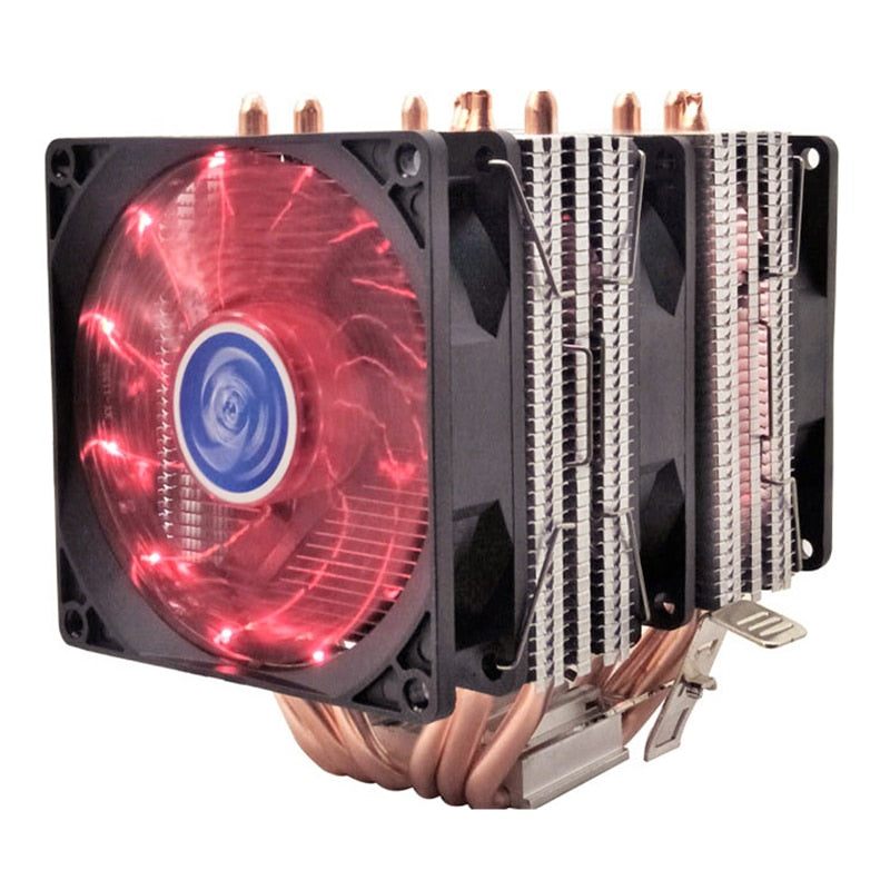 4 6 heatpipe CPU cooler Intel 775/1150/1151/1155/1156/1366 2011 AMD 4pin dual-tower cooling 9 cm fan LED light - PanasiaMarine.Com
