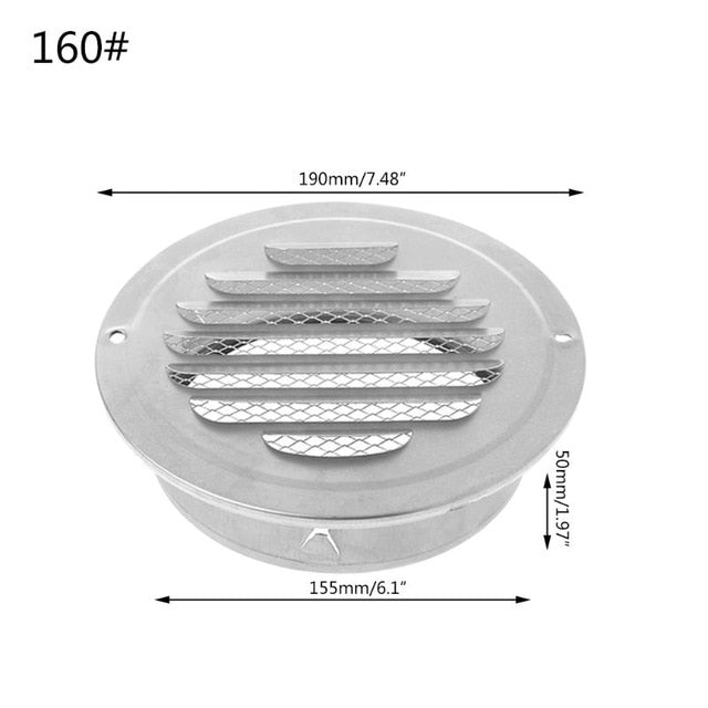 Stainless Steel Exterior Wall Air Vent Grille Round Ducting Ventilation Grilles 70mm,80mm,100mm,120mm,150mm,160mm,180mm,200mm - PanasiaMarine.Com