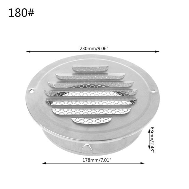 Stainless Steel Exterior Wall Air Vent Grille Round Ducting Ventilation Grilles 70mm,80mm,100mm,120mm,150mm,160mm,180mm,200mm - PanasiaMarine.Com