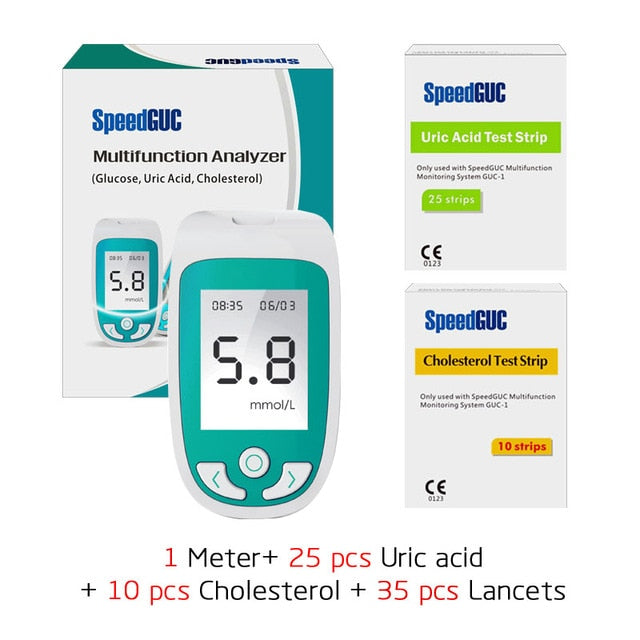 3in1 Multi-Function Cholesterol&Uric acid& blood glucose meter Monitoring system Diabetes Gout Device with Test Strips &Lancets - PanasiaMarine.Com