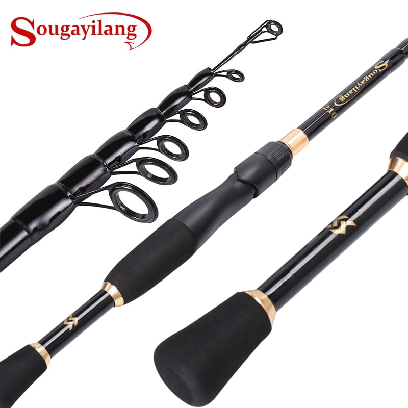 Sougayilang Telescopic Fishing Rod Ultralight Weight Spinning Fishing Rod Carbon Fiber Material 1.8-2.4m Fishing Rod Tackle - PanasiaMarine.Com